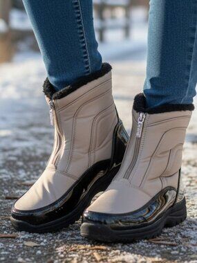 SPORTO "Reese" Champagne Waterproof Quilted Faux Fur Boots